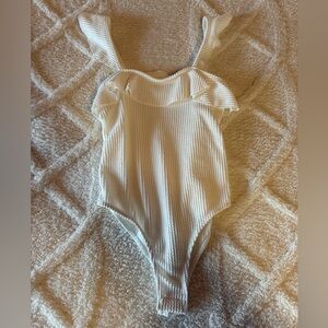 Women’s Ribbed Ruffle Bodysuit
